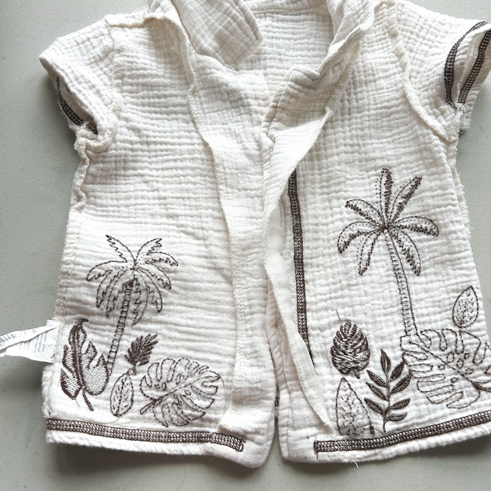 Rabbit + Bear Organic Cotton Embroidered Button Down Toddler Baby Boy 3T - Picture 5 of 7